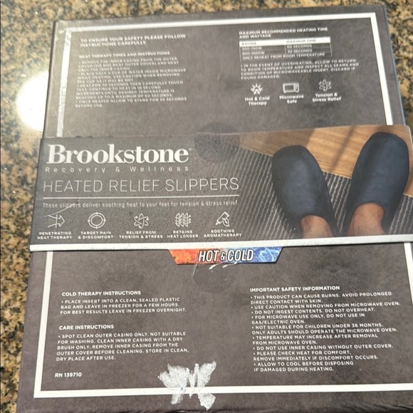 Brookstone Eucalyptus Scented Heated Slippers - Dark Gray - Picture 2 of 2